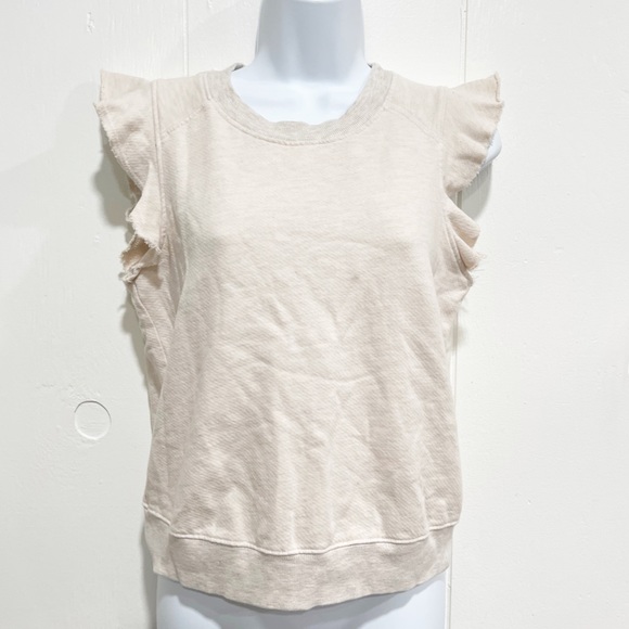NWT Anthropologie T.La Ivory Ruffled Sweatshirt Tank Top - Picture 8 of 11